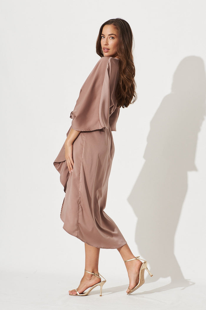 Joyful Dress In Mocha Satin - side