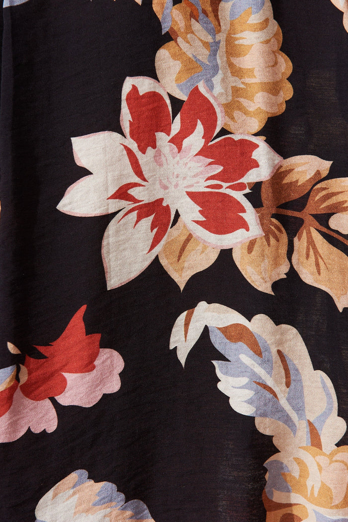 Annelinde Shirt In Black With Multi Floral - fabric