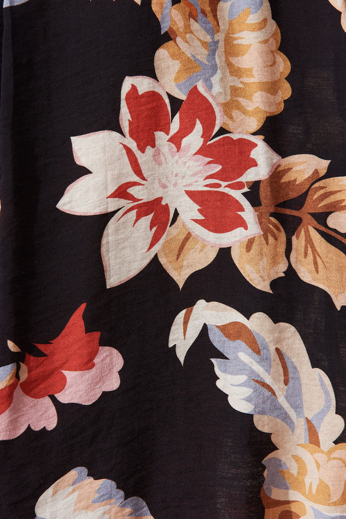 Annelinde Shirt In Black With Multi Floral - fabric