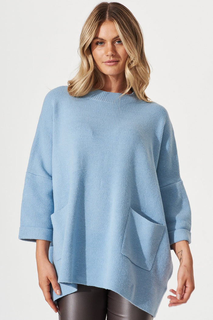 Winterberry Knit In Blue Wool Blend - front
