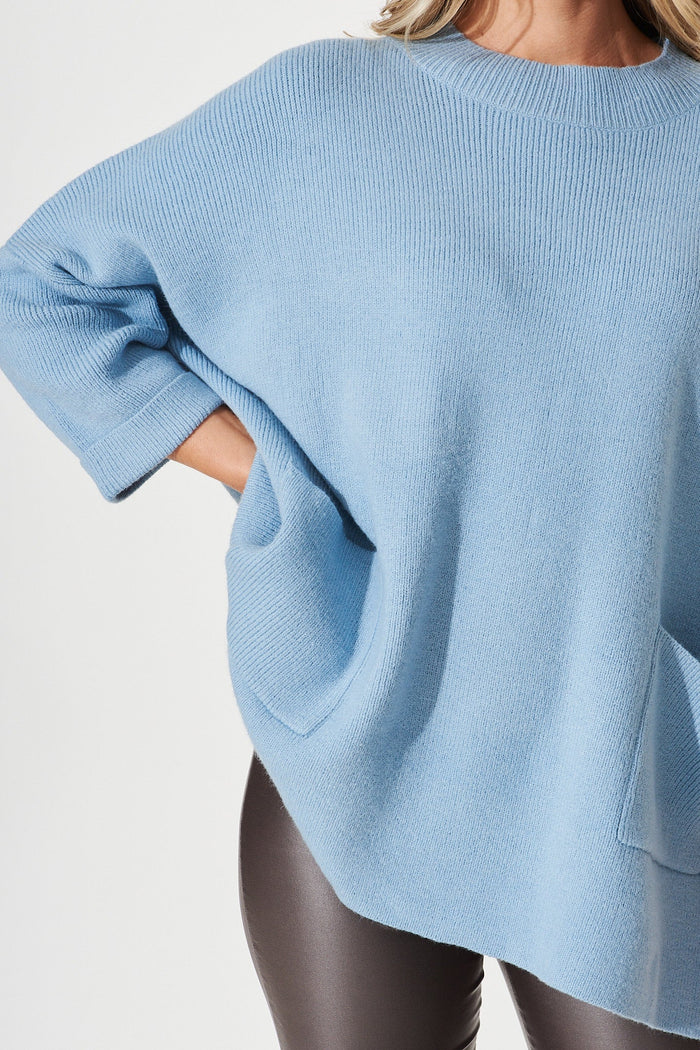 Winterberry Knit In Blue Wool Blend - detail