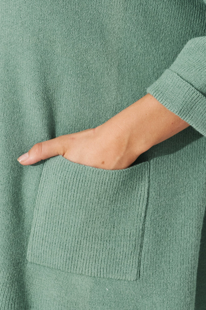 Winterberry Knit In Green Wool Blend - detail