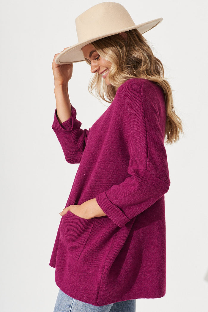 Winterberry Knit In Purple Wool Blend - side