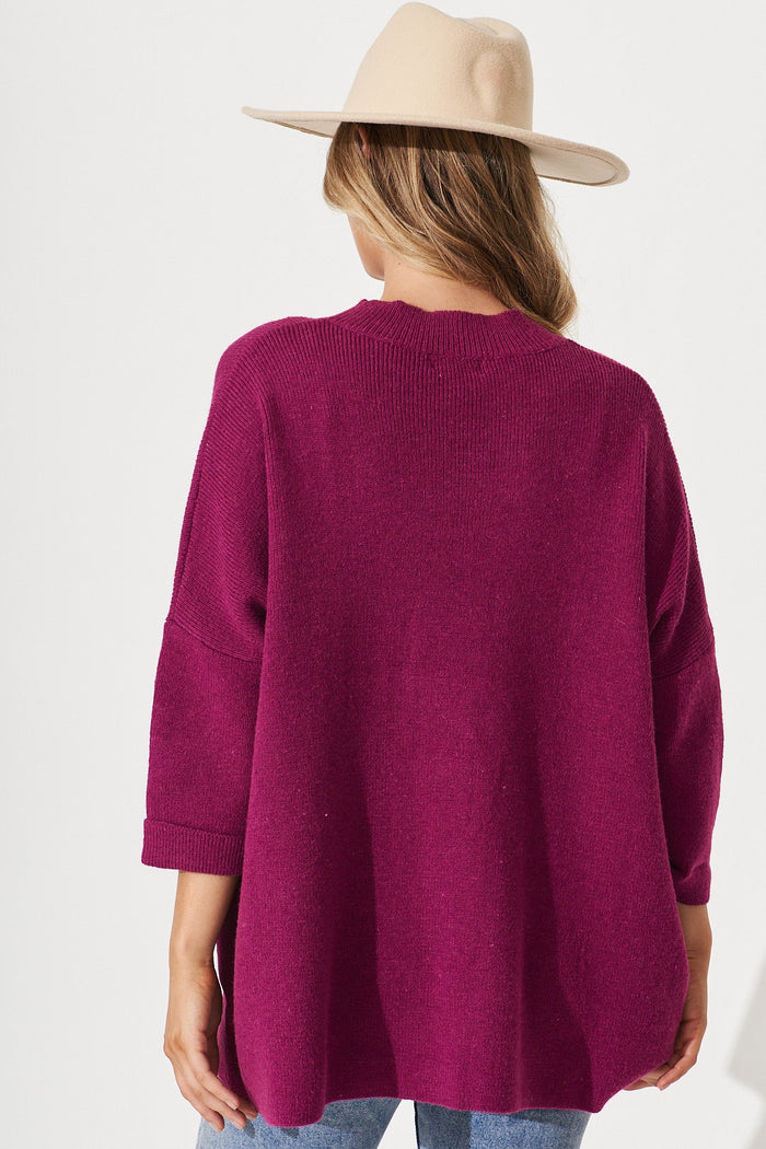 Winterberry Knit In Purple Wool Blend - back