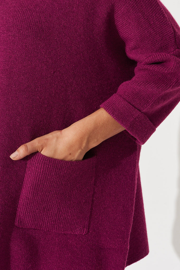 Winterberry Knit In Purple Wool Blend - detail