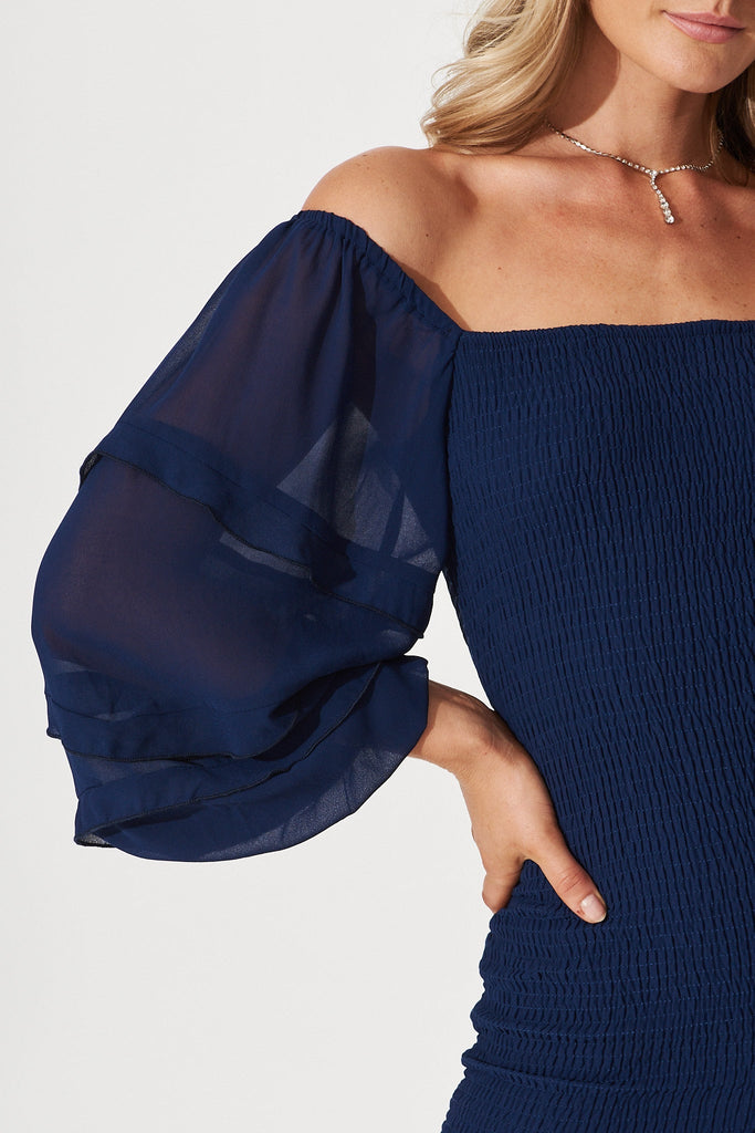 Aceline Midi Dress In Navy - detail