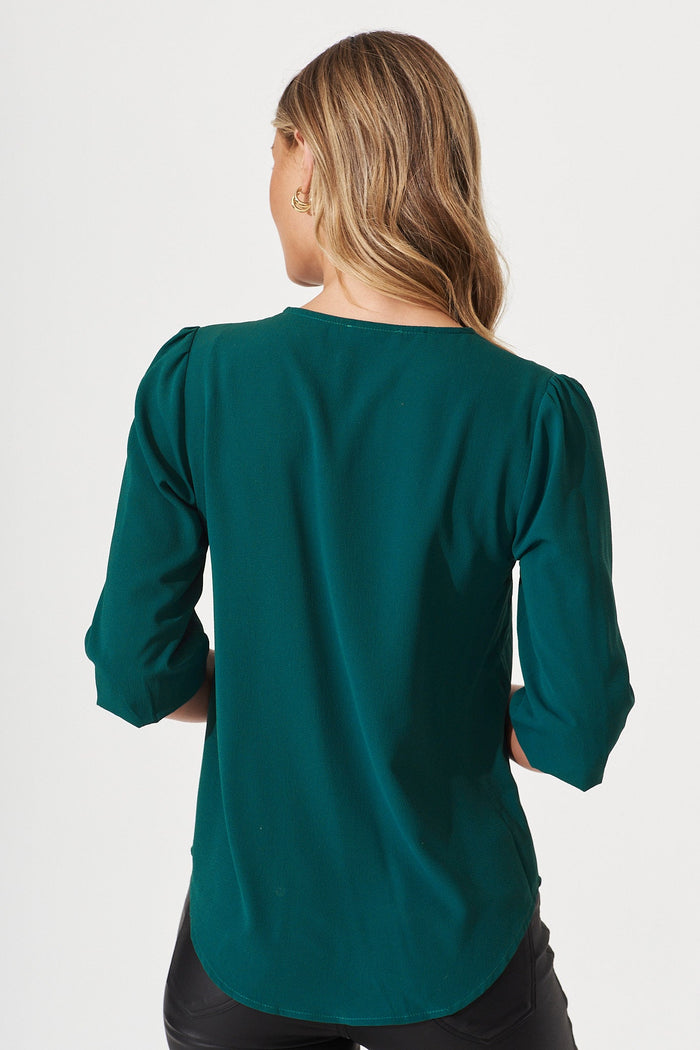 Viviani Zip Top In Teal - back