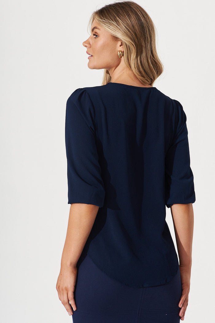 Viviani Zip Top In Navy - back