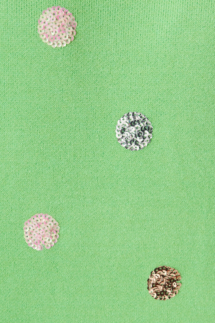Snowdrop Knit In Green Sequin Spot Wool Blend - St Frock (Dev)
