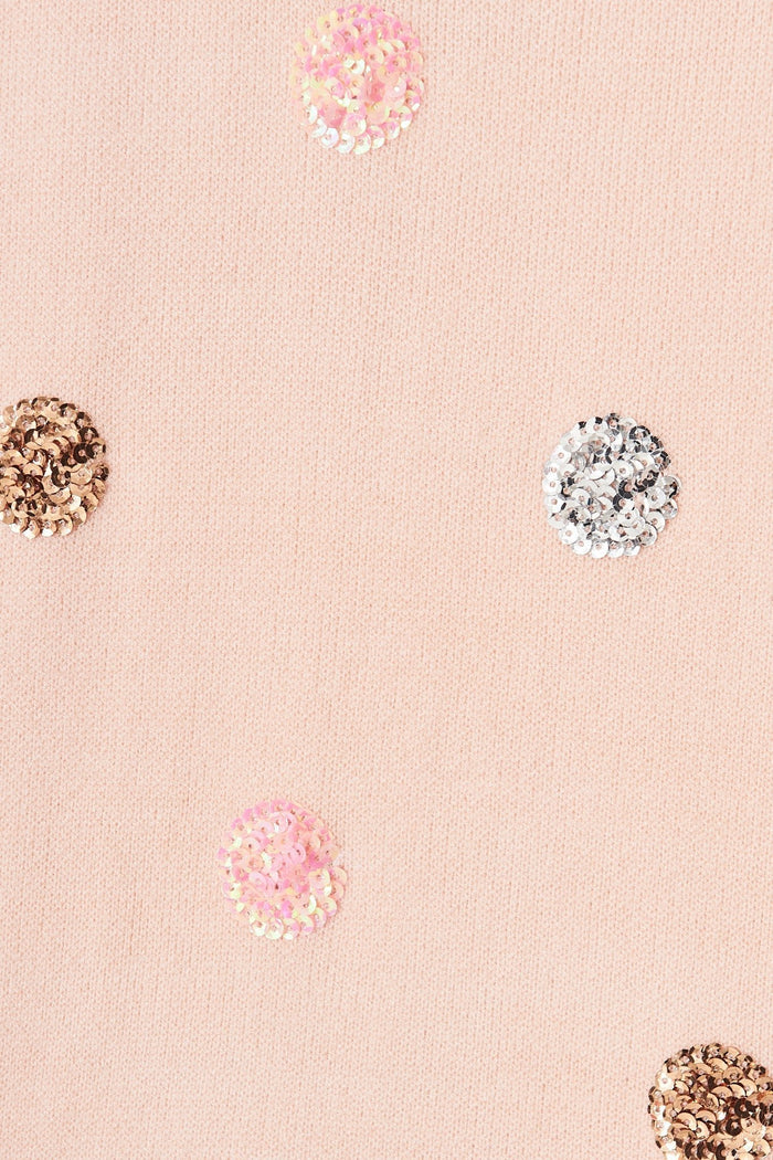 Snowdrop Knit In Pink Sequin Spot Wool Blend - St Frock (Dev)