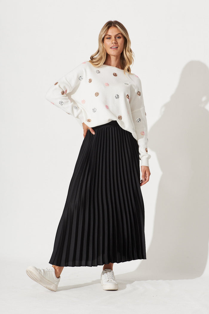 Snowdrop Knit In White Sequin Spot Wool Blend - full length