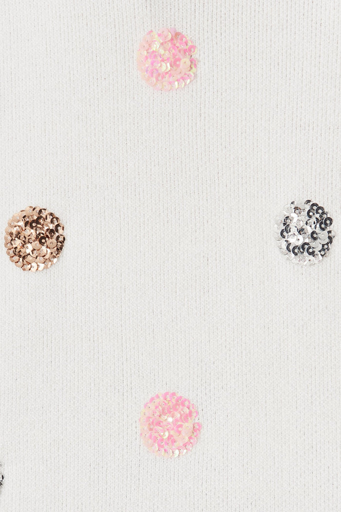 Snowdrop Knit In White Sequin Spot Wool Blend - fabric