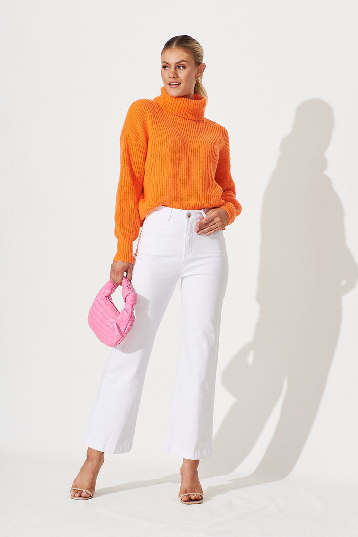 Tahira Knit In Orange Wool Blend - full length