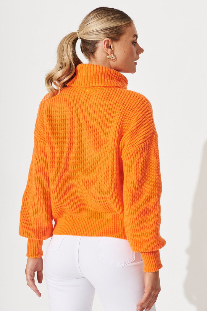 Tahira Knit In Orange Wool Blend - back