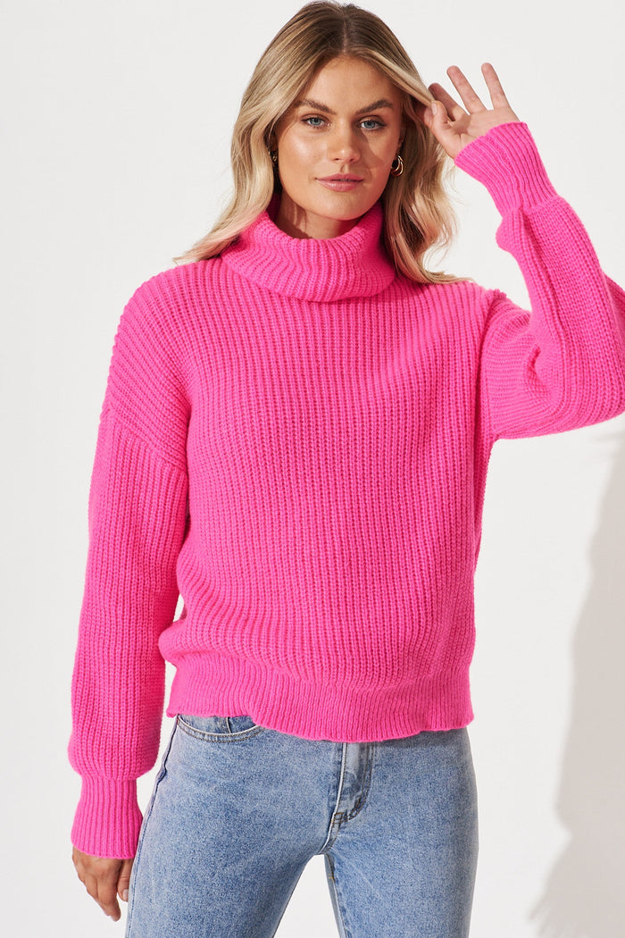Tahira Knit In Pink Wool Blend - front