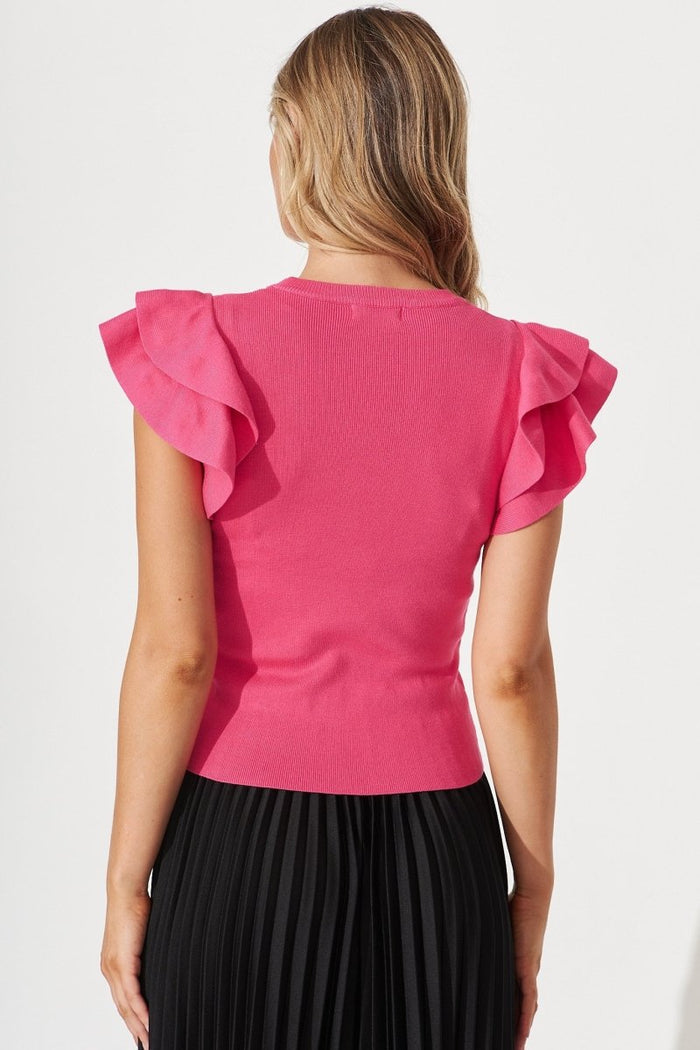 Brookvale Knit Top In Hot Pink Cotton Blend - St Frock (Dev)