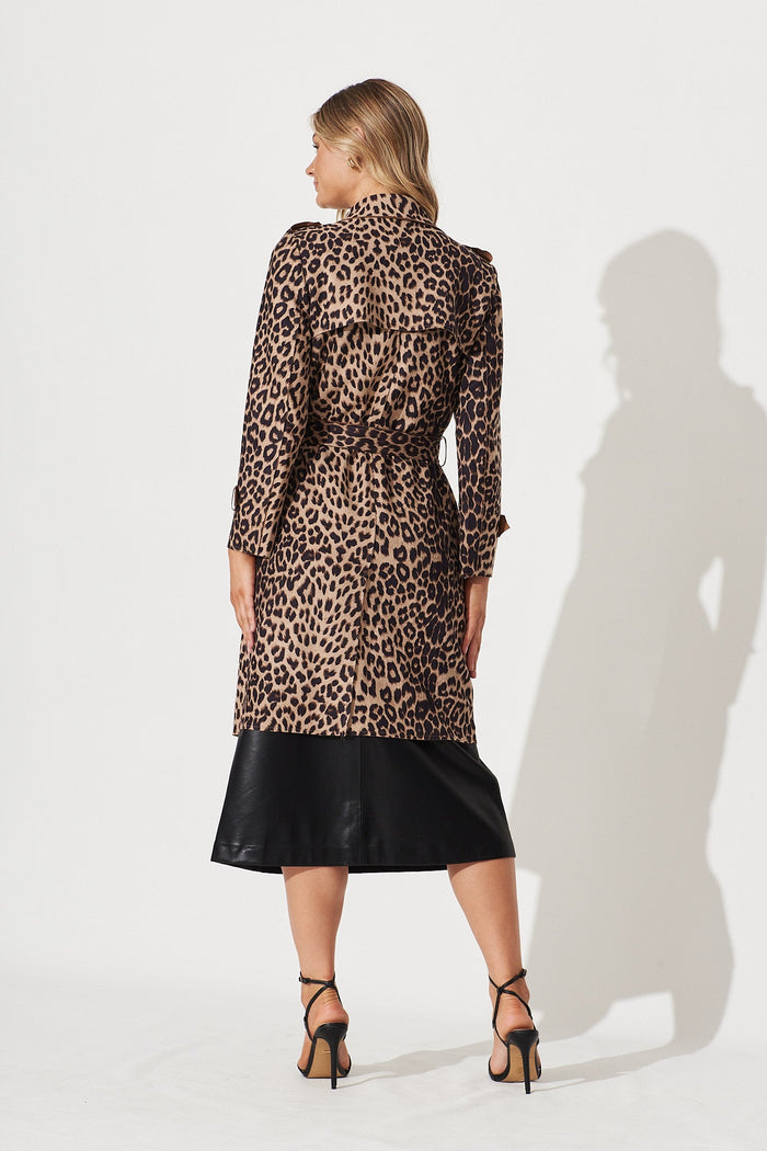 Mirage Trench In Beige With Animal Print - back