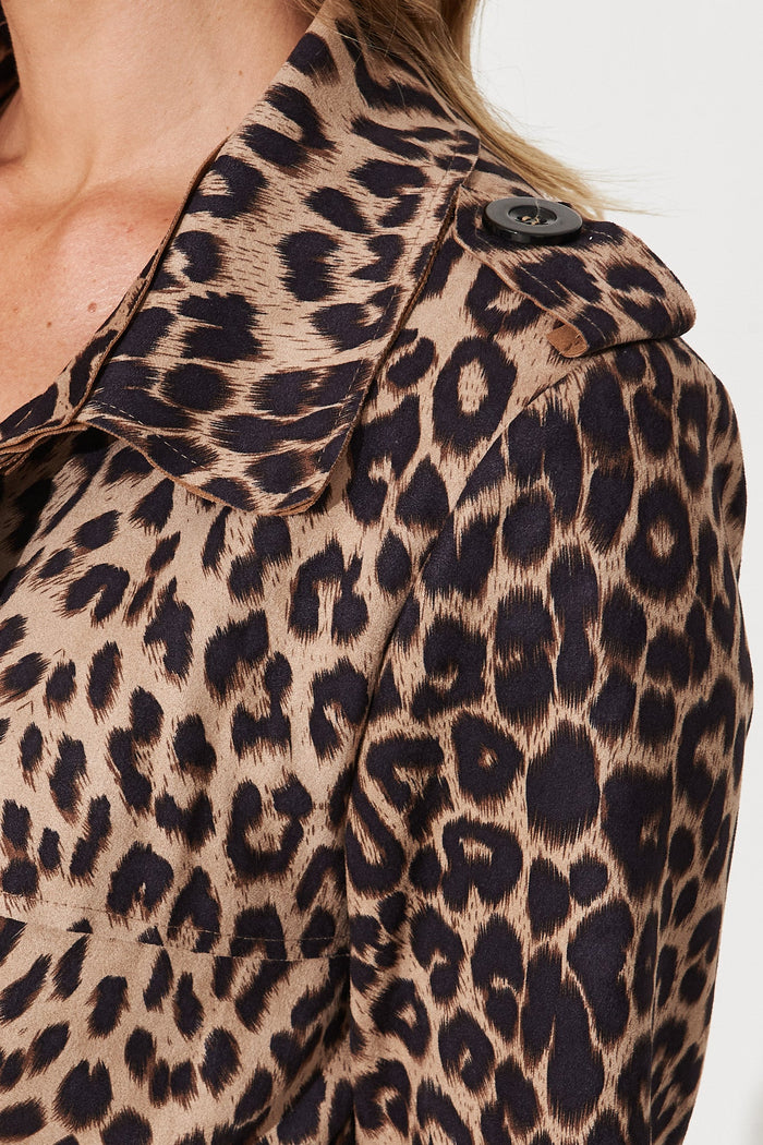 Mirage Trench In Beige With Animal Print - detail