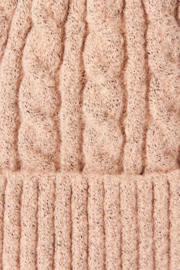 August + Delilah Trace Knit Beanie In Baby Pink With Pom Pom - fabric