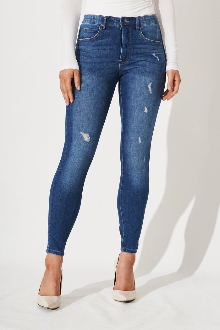 Keshia Denim Pant In Dark Blue Wash - front