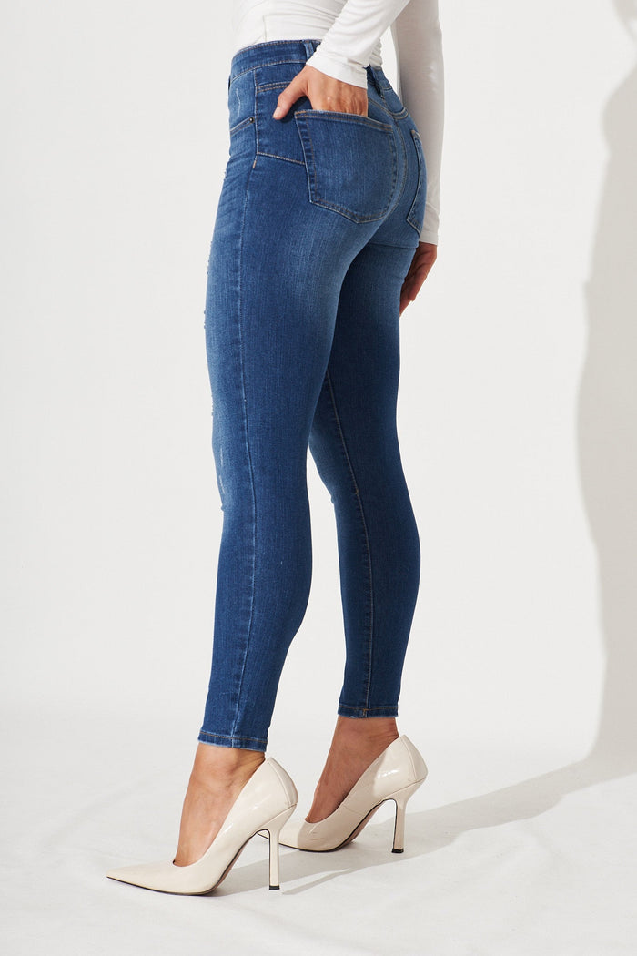 Keshia Denim Pant In Dark Blue Wash - side