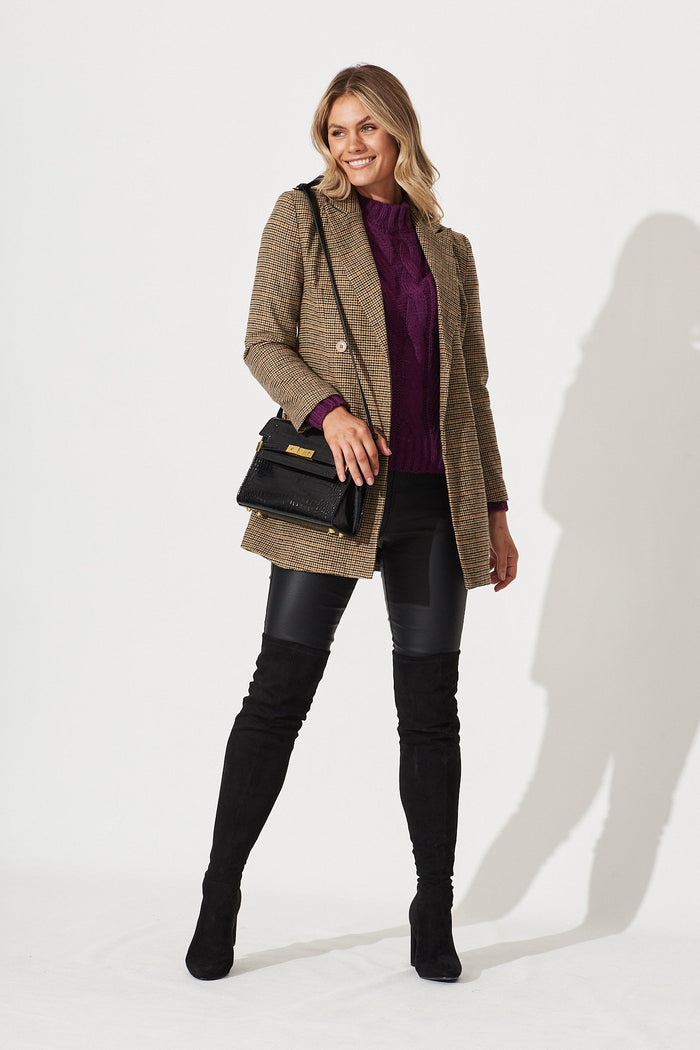 Notting Knit In Dark Purple Cotton Blend - full length