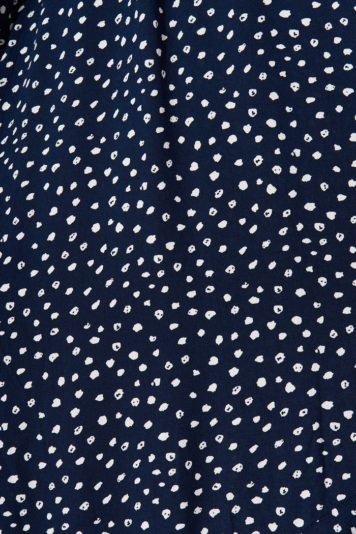 Matraville Midi Wrap Dress In Navy With White Spot - fabric