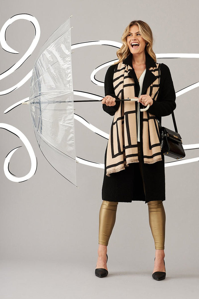 August + Delilah Alma Scarf In Black And Brown - St Frock (Dev)