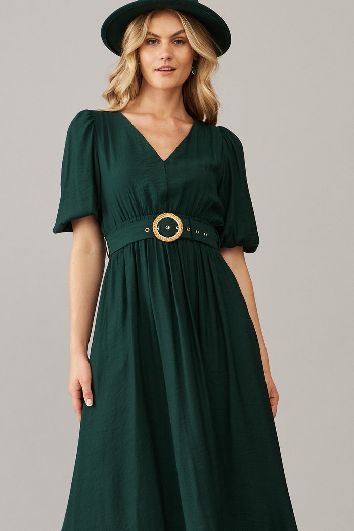 Barletta Midi Dress In Emerald Green - St Frock (Dev)
