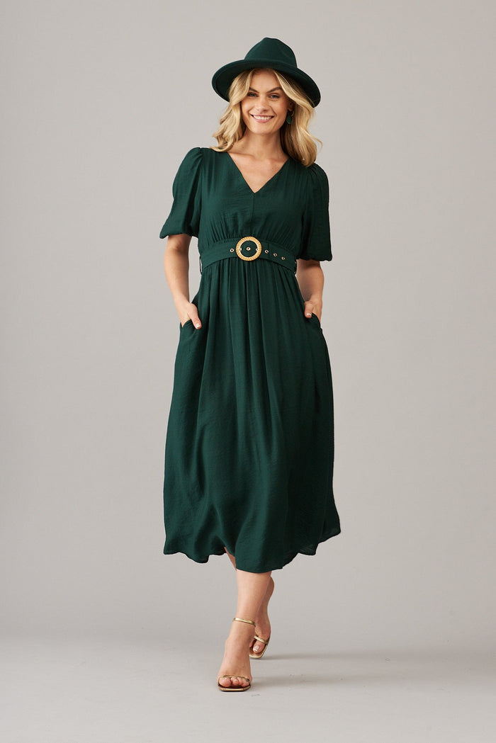 Barletta Midi Dress In Emerald Green - St Frock (Dev)