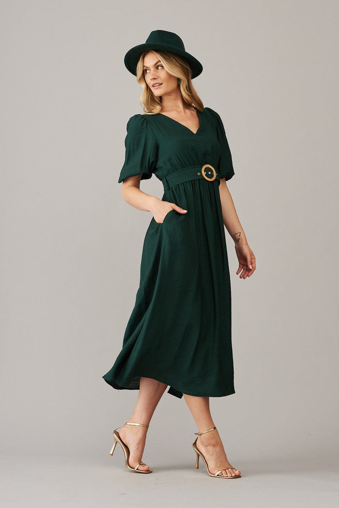 Barletta Midi Dress In Emerald Green - St Frock (Dev)