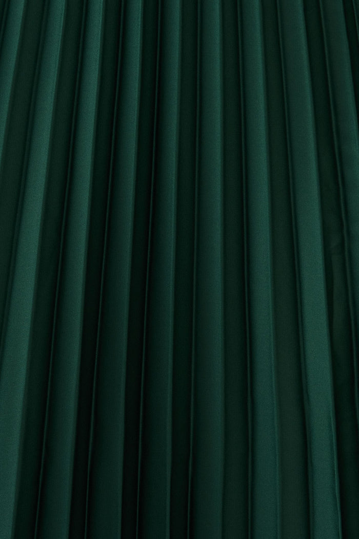 Allison Midi Pleat Skirt In Emerald Satin - St Frock (Dev)