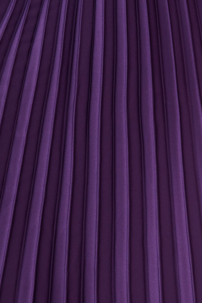 Allison Midi Pleat Skirt In Purple Satin - St Frock (Dev)