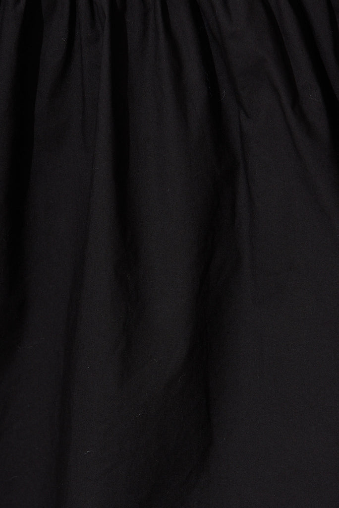 Cornellie Midi Shirt Dress In Black Cotton - fabric
