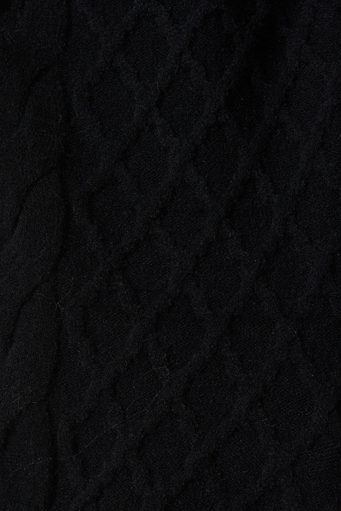 Moreton Knit Cardigan In Black Wool Blend - fabric