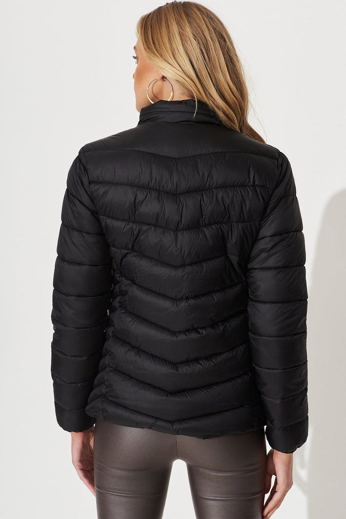 Arvon Puffer Jacket In Black - back
