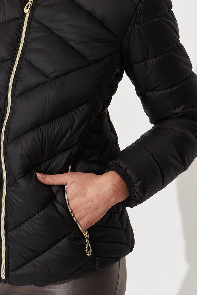 Arvon Puffer Jacket In Black - detail