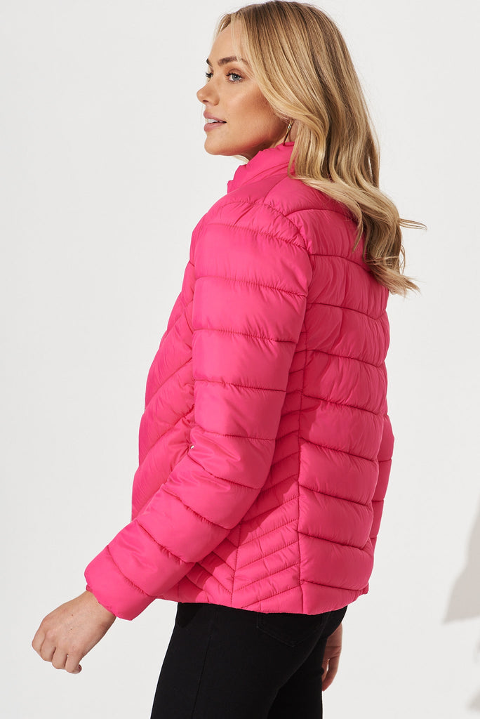 Arvon Puffer Jacket In Fuchsia - side