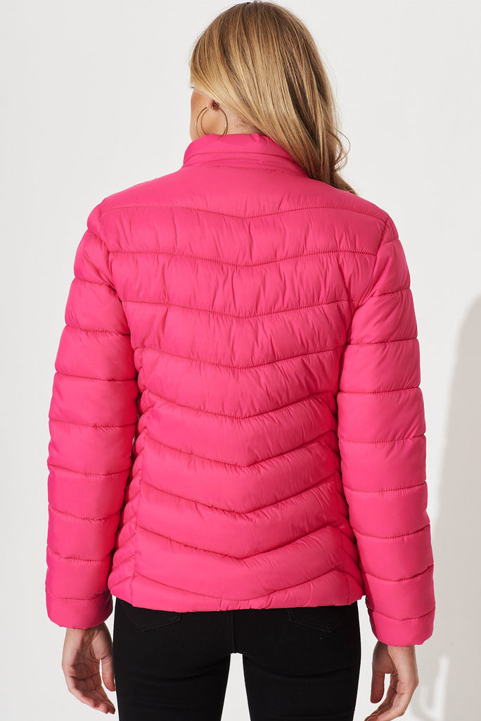 Arvon Puffer Jacket In Fuchsia - back