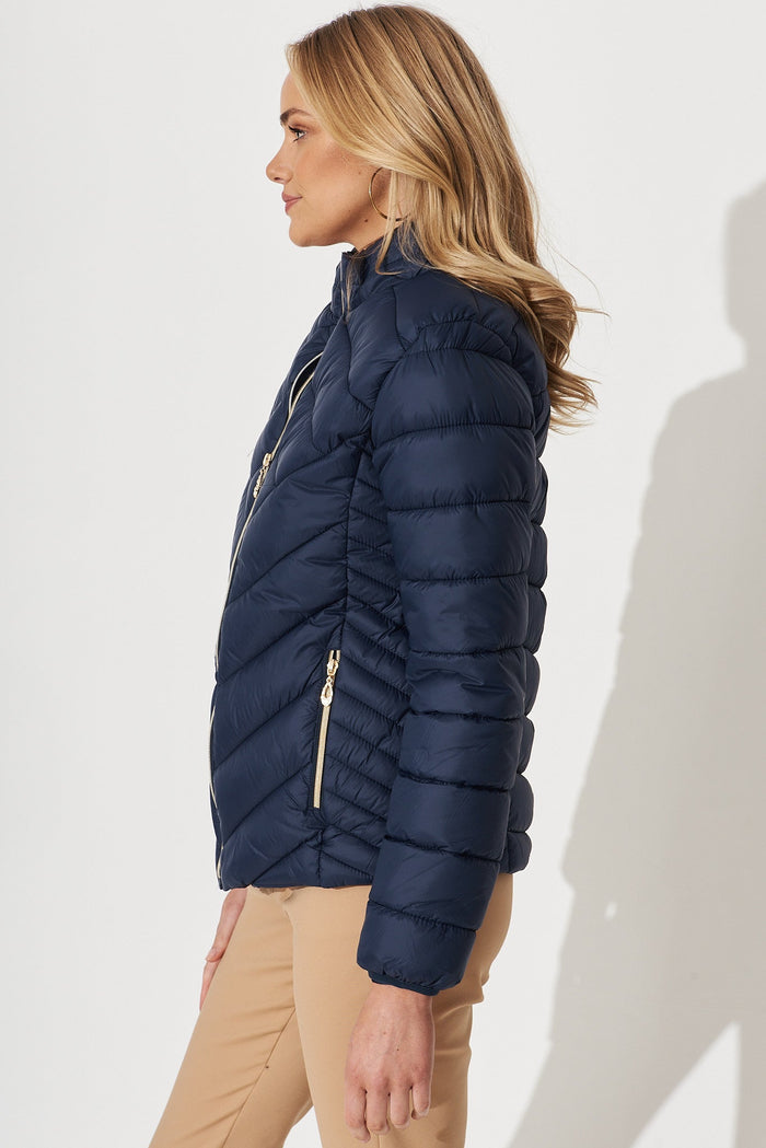 Arvon Puffer Jacket In Navy - side