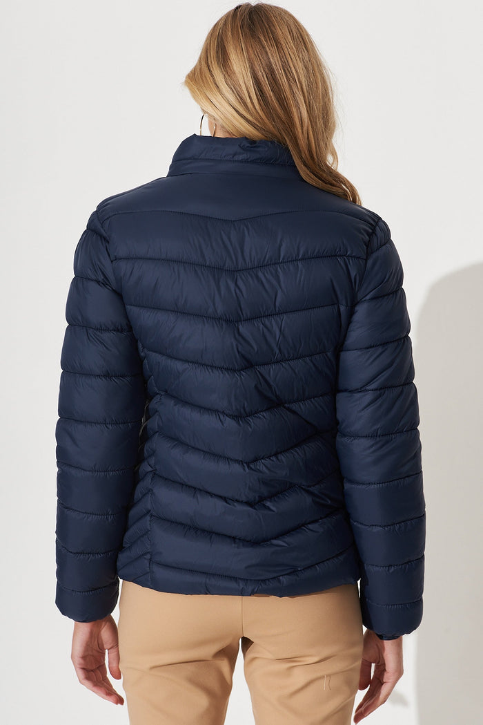Arvon Puffer Jacket In Navy - back
