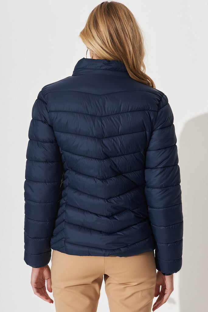 Arvon Puffer Jacket In Navy - back