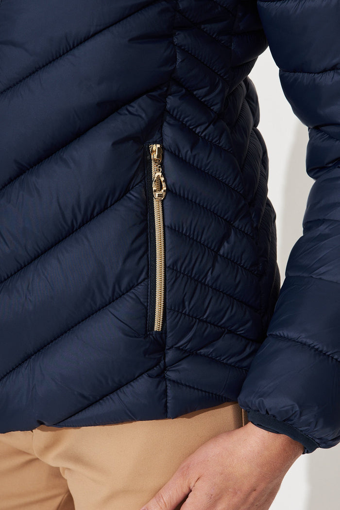 Arvon Puffer Jacket In Navy - detail