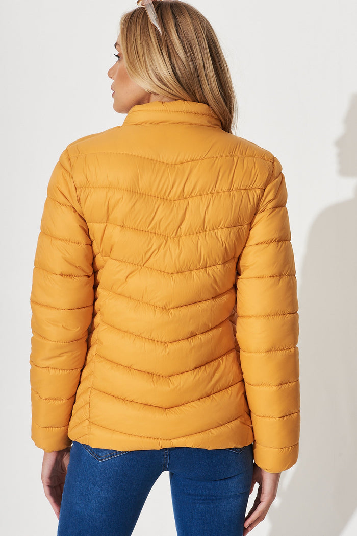 Arvon Puffer Jacket In Mustard - back