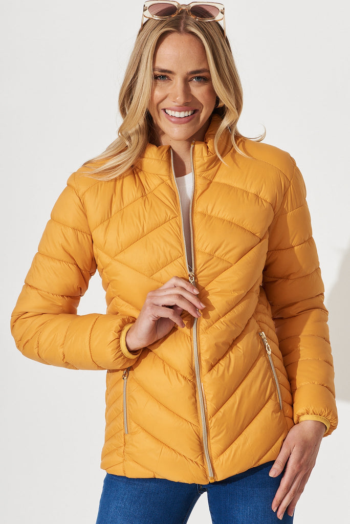 Arvon Puffer Jacket In Mustard - front