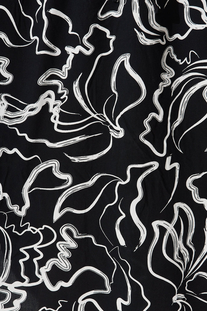 Samana Midi Dress In Black With White Swirl Print - fabric