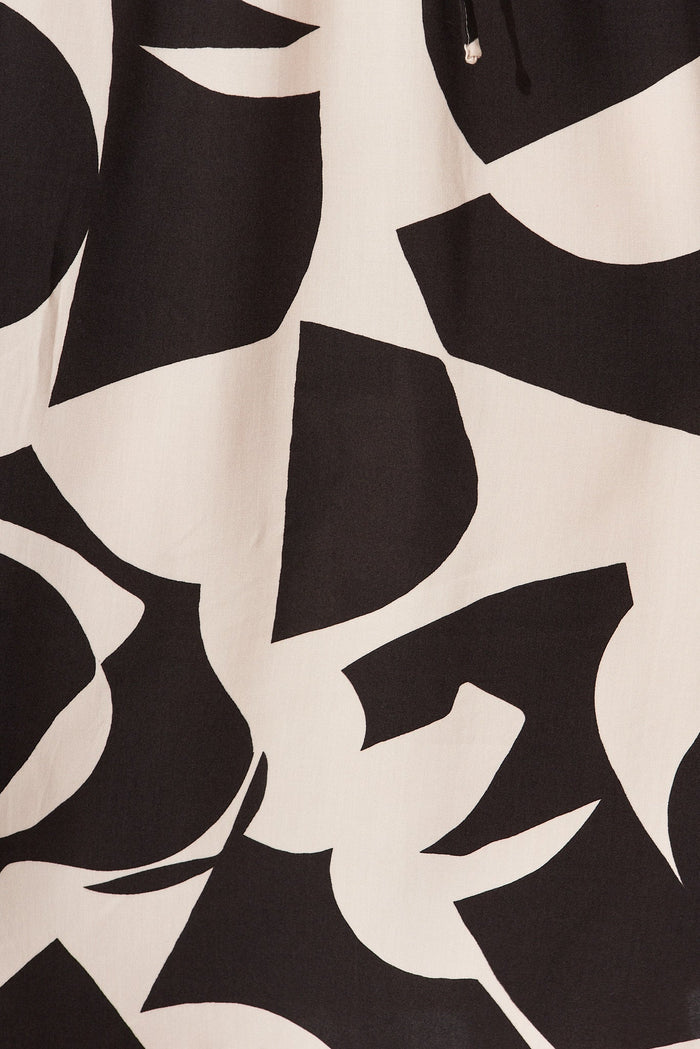 Samana Midi Dress In Cream With Black Print - fabric