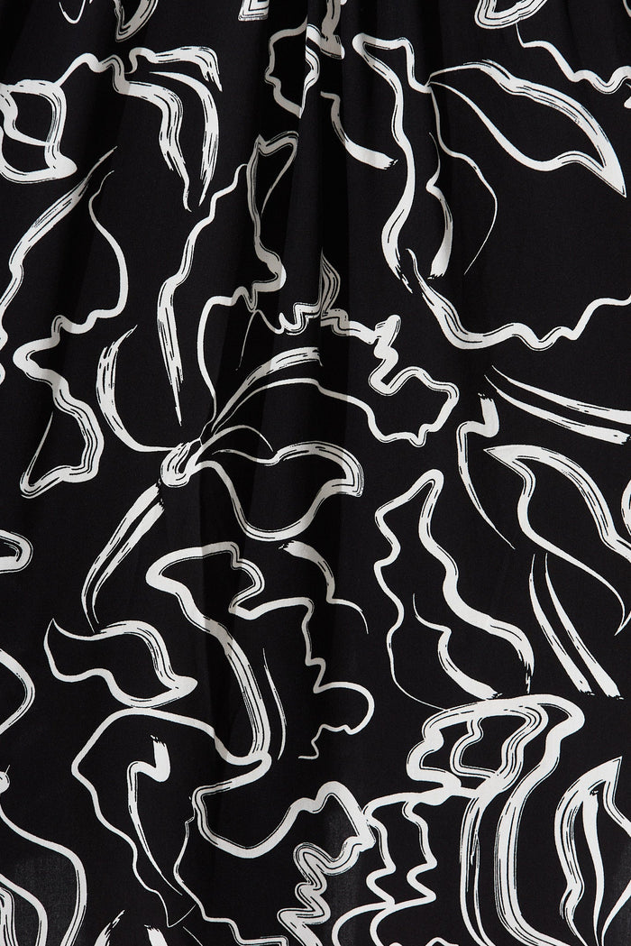 Saba Smock Dress In Black With White Swirl Print - fabric