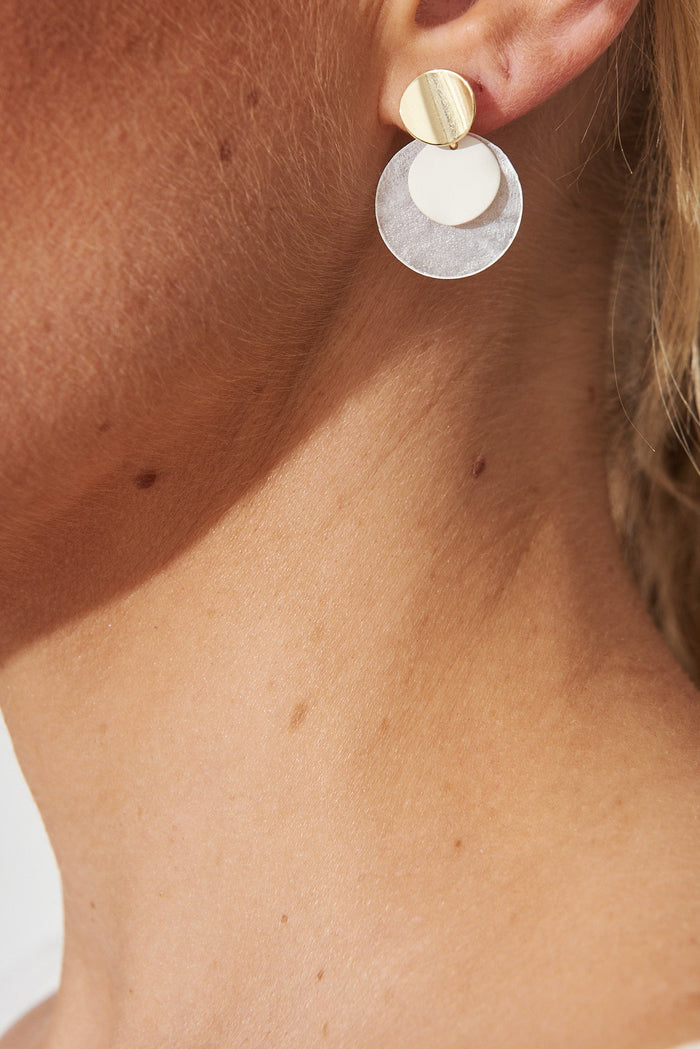 August + Delilah Toulon Earrings In White With Gold - side detail