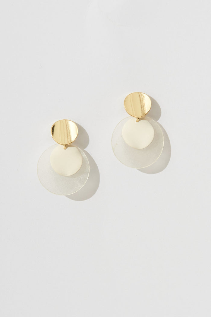 August + Delilah Toulon Earrings In White With Gold - front flatlay